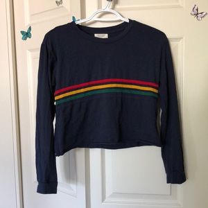Navy Long Sleeve Crop Top